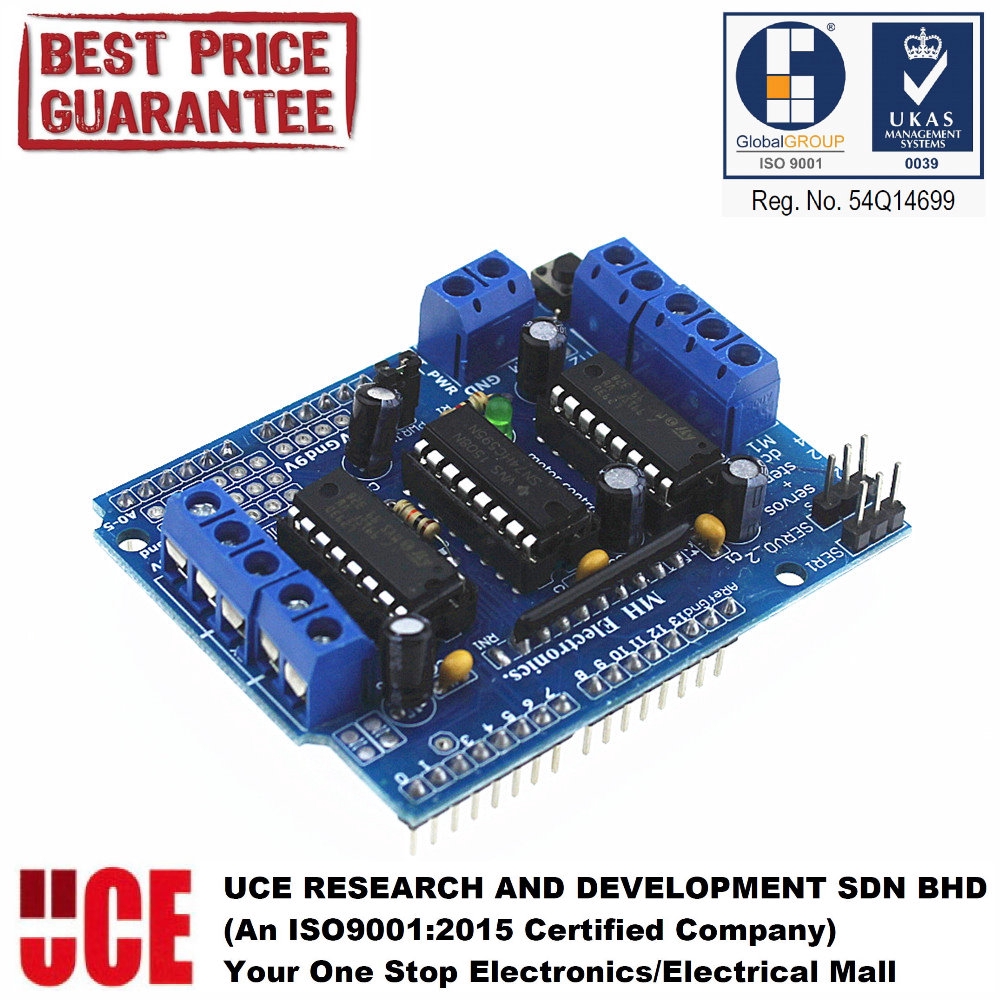 ARDUINO L293D DC MOTOR, STEPPER MOTOR AND SERVO MOTOR DRIVER SHIELD ...