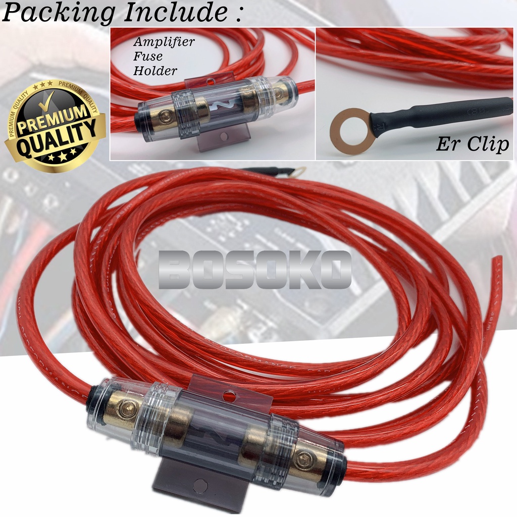 Bosoko Car Kit Amplifier Audio Cable Wire Power Suit 8GA Car Audio