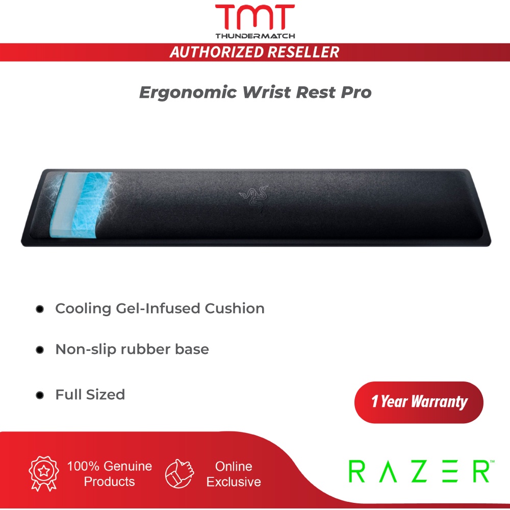 Razer Ergonomic Wrist Rest Pro Full Sized | Cooling Wrist Rest | Shopee ...