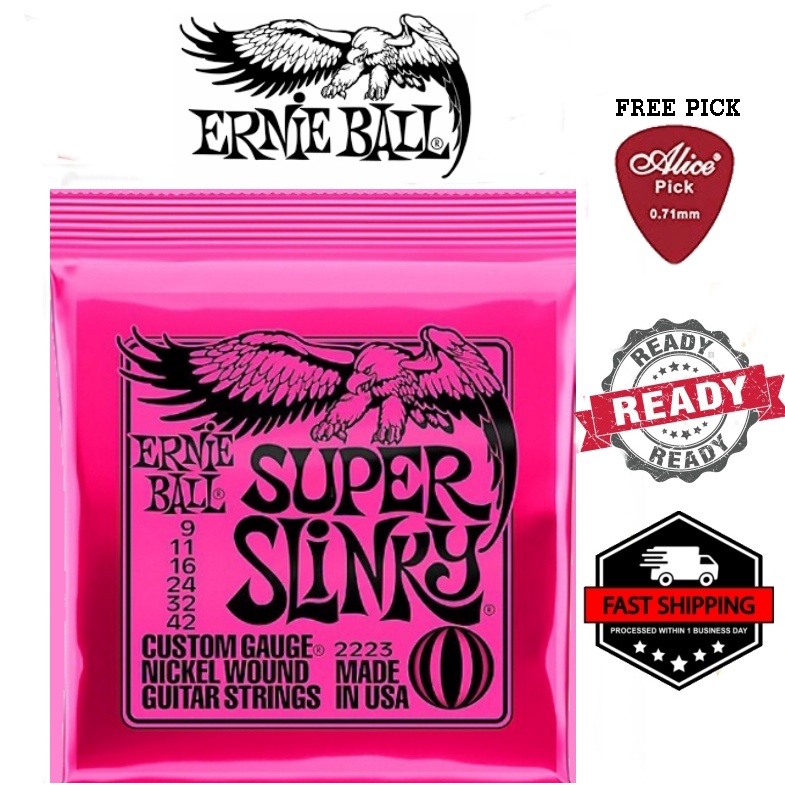 (READY STOCK) Ernie Ball 2223 Super Slinky 09-42 Electric Guitar Strings Tali Gitar Lektrik 