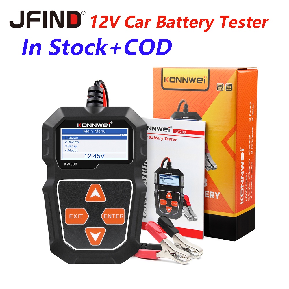 KONNWEI KW208 12V Car Battery Tester Automotive Motorcycle moto Cranking Charging Test 1002000