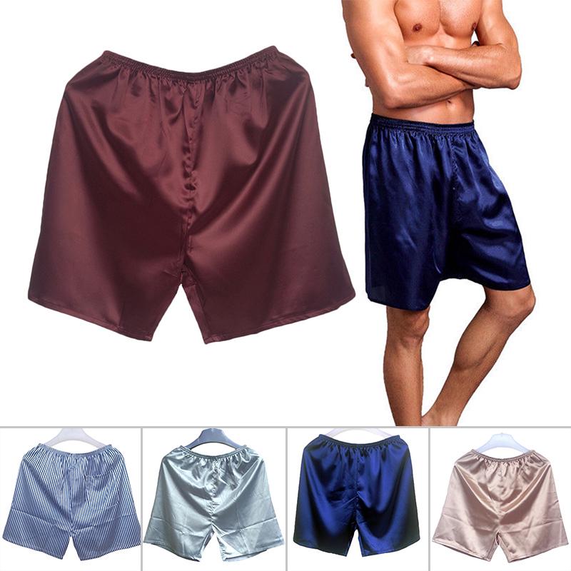 Men Silk Satin Boxers Shorts Pants Pyjamas Sleepwear Fitness Underwear  Nightwear