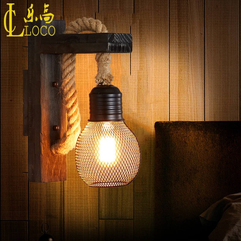 LOCO LOFT Wall Lamp Indoor Wood Wall Light Coffee Shop Retro Wall Lamp ...