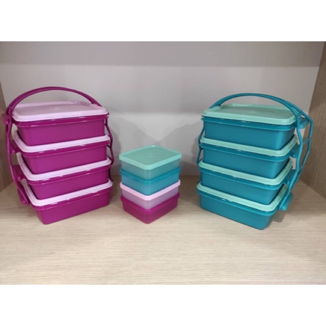 TUPPERWARE Small Goody Box with Cariolier 790ml // Mini Square away ...