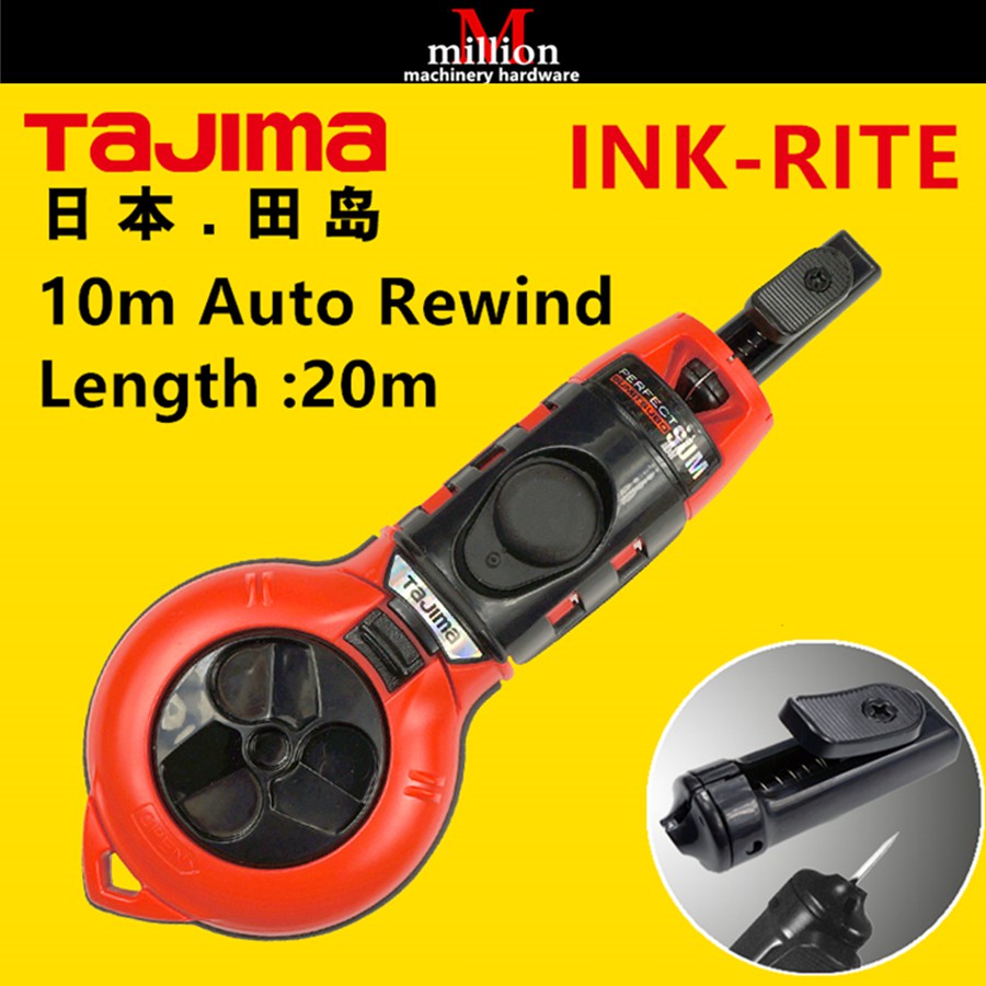 Tajima PS-SUM Ink-Rite 10M Auto Rewind Chalk Line Reel Chalk Line