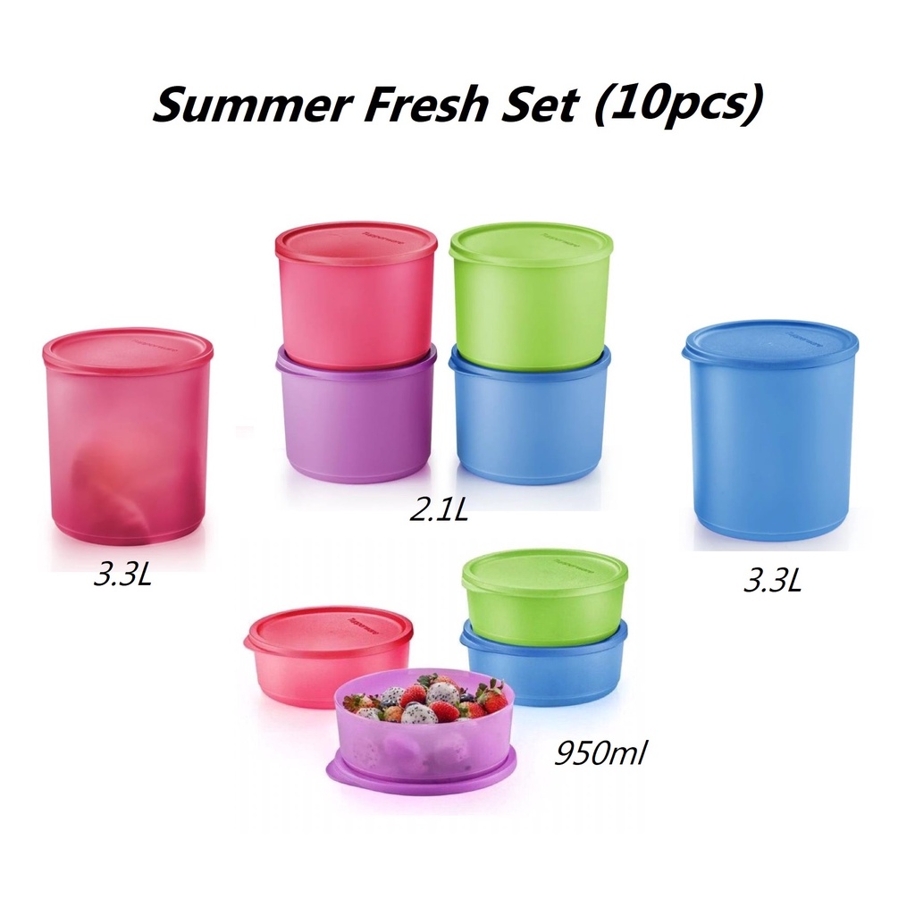 Tupperware Summer Fresh Colourful Food Container Loose 2.1L / 3.3L ...