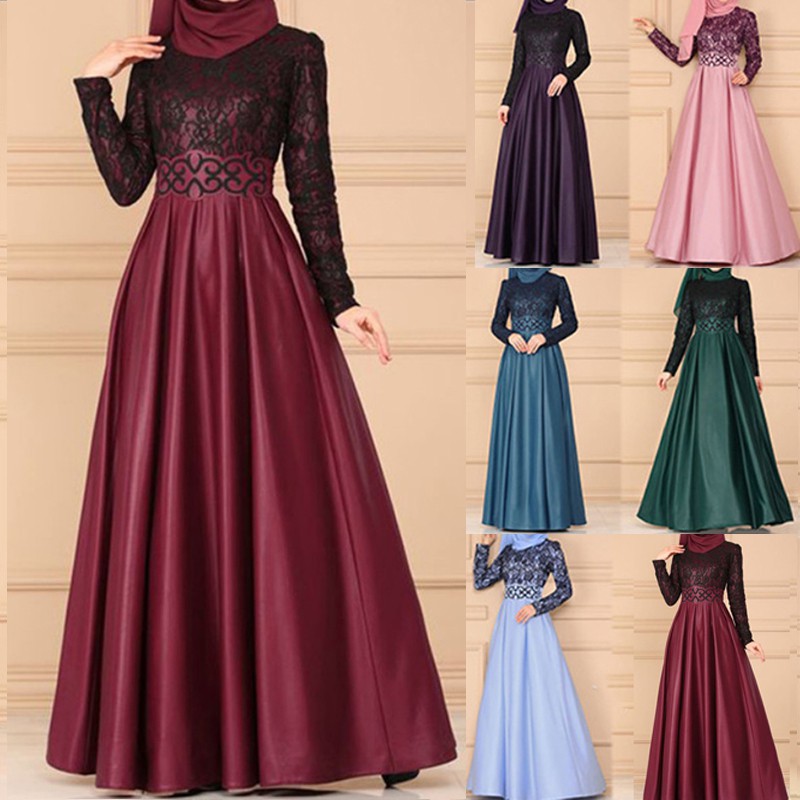 Baju Kurung Moden Lace Muslim Fashion Wear Women Long Swing Dress long sleeved dress Plus Size Good Quality Shopee Malaysia