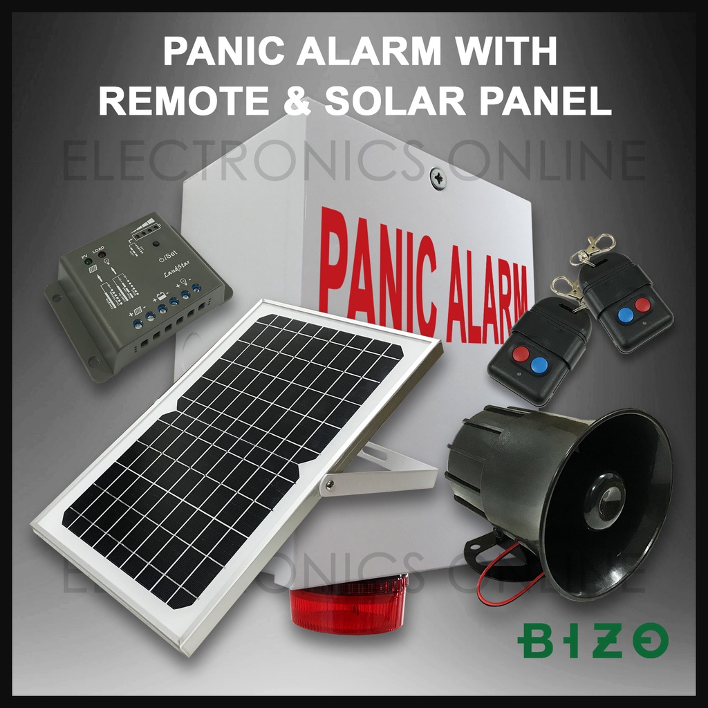 Panic Alarm Powered by Solar Panel with Remote Control and battery ...