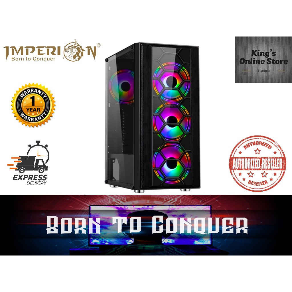 IMPERION KINETIC 362 TEMPERED GLASS ATX / MICRO ATX / ITX GAMING CPU ...