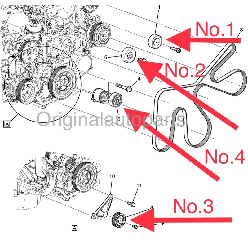 Chevrolet Colorado Fan Belt Tensioner And Idler Pulley Fan Belt. (Set