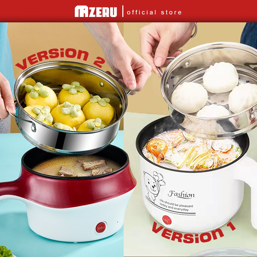 1.3L Portable Electric Rice Cooker Stainless Steamer Heating Pot 2-Tier  110V 