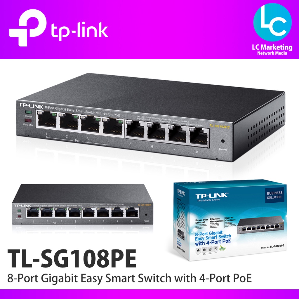 TP-Link TL-SG108PE 8-Port Gigabit Easy Smart Switch With 4-Port PoE+ ...