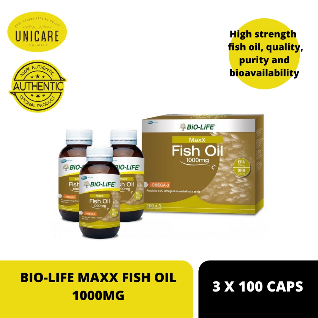 BIO-LIFE MAXX FISH OIL 1000MG (3 BOTTLES X 100'S) | Shopee Malaysia