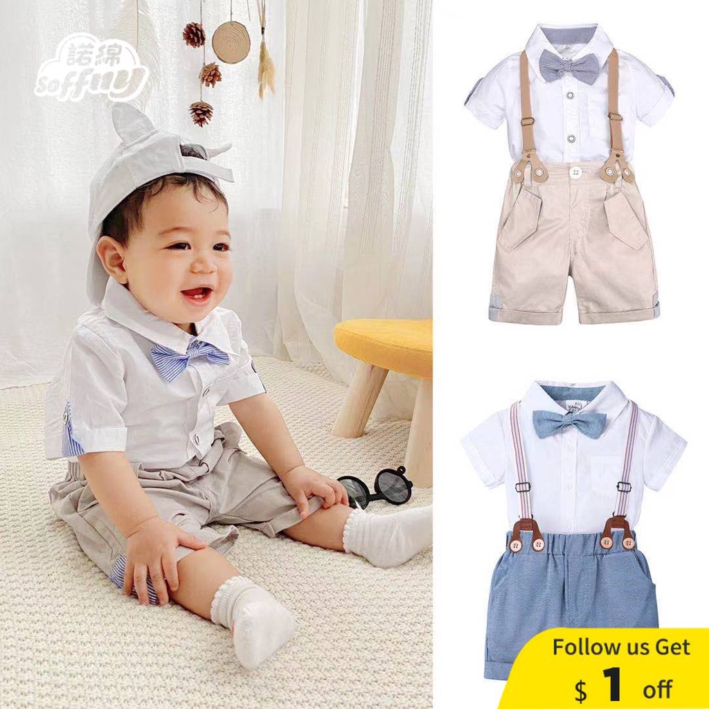 Soffny💕Cute Gentalman Baby Set Baby Clothing Newborn Infant Boys Baby ...