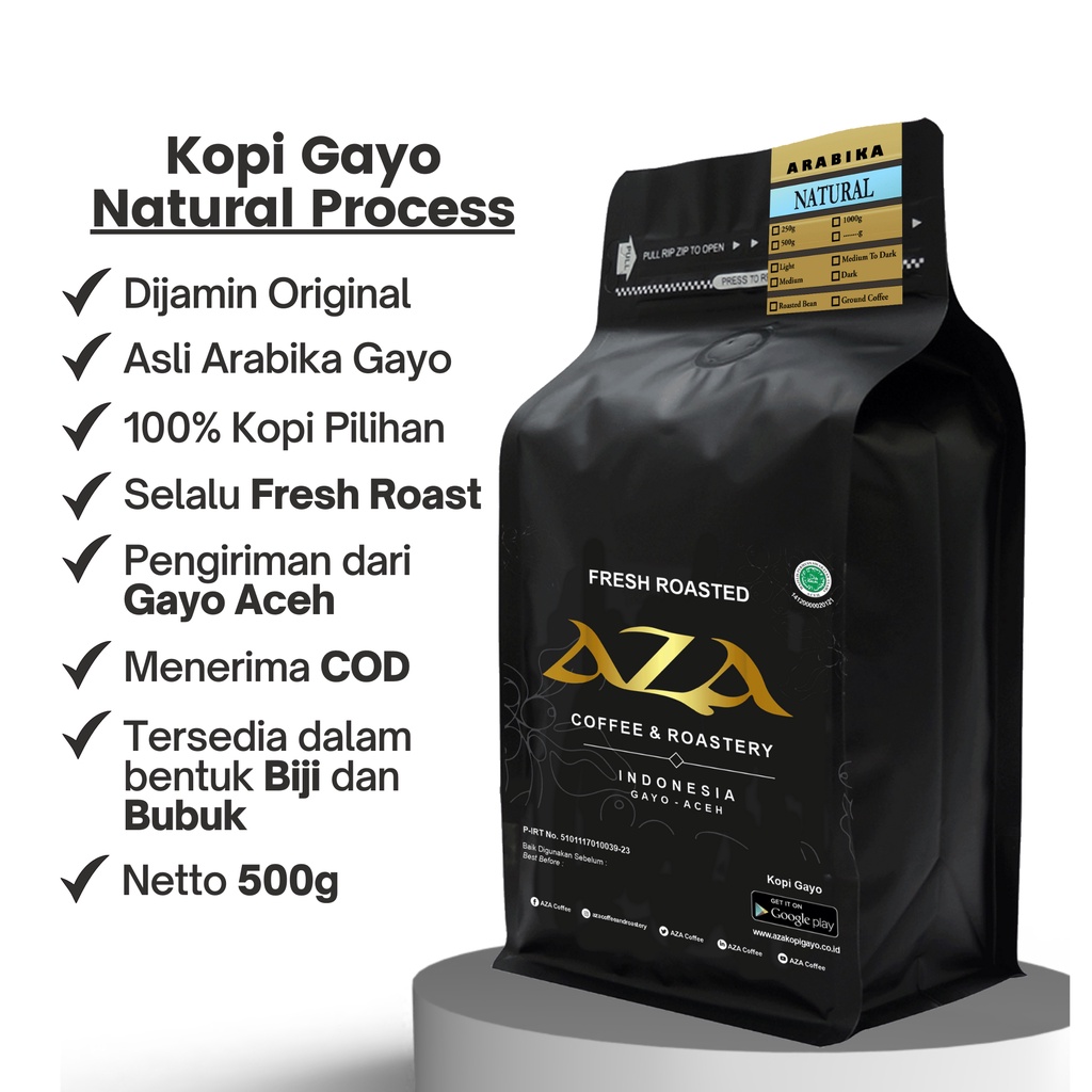Gayo Aceh Arabica Coffee Natural Coffee 500g-Coffee Beans/Powder-AZA ...