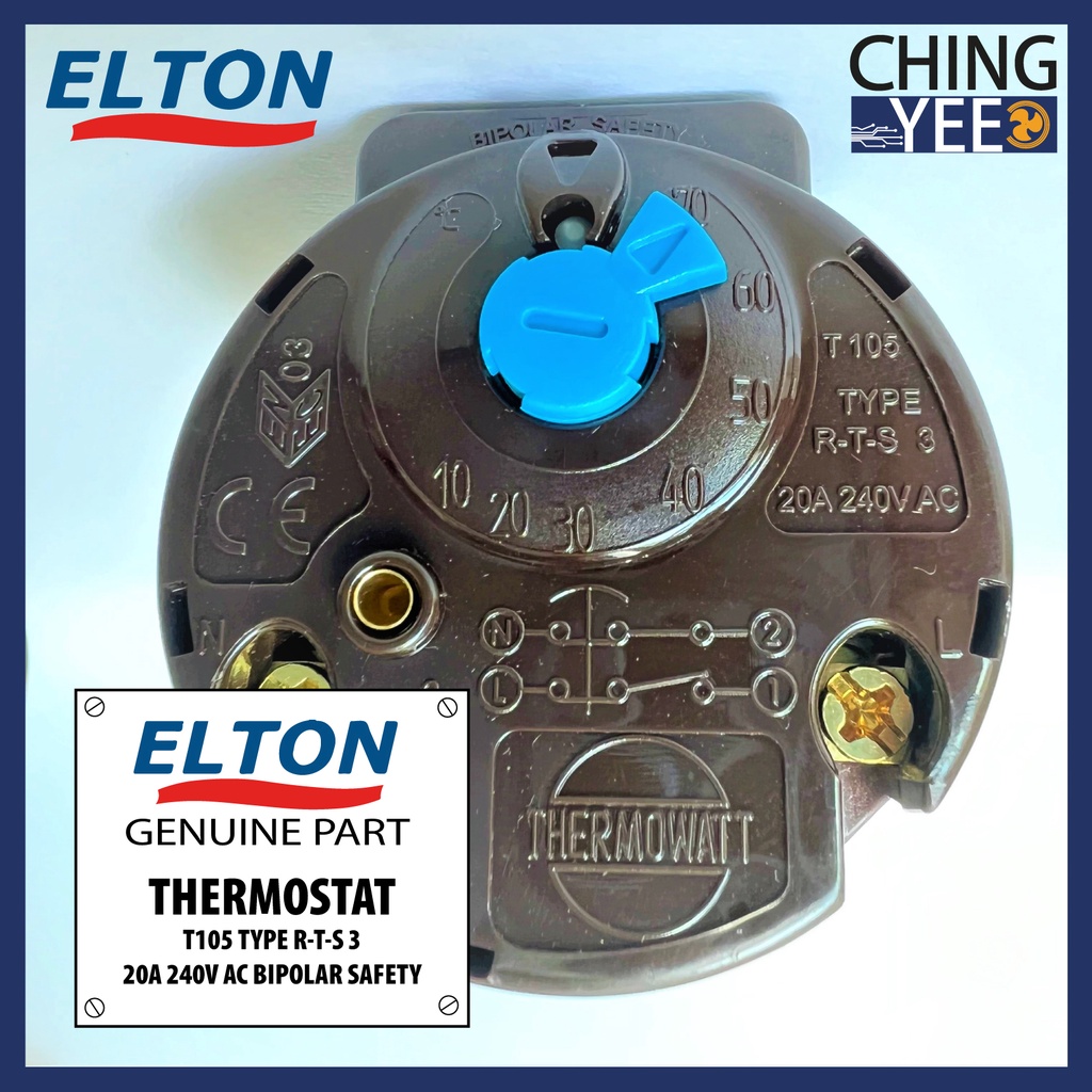 Elton Storage Water Heater Spare Part Thermostat T105 TYPE RTS 3
