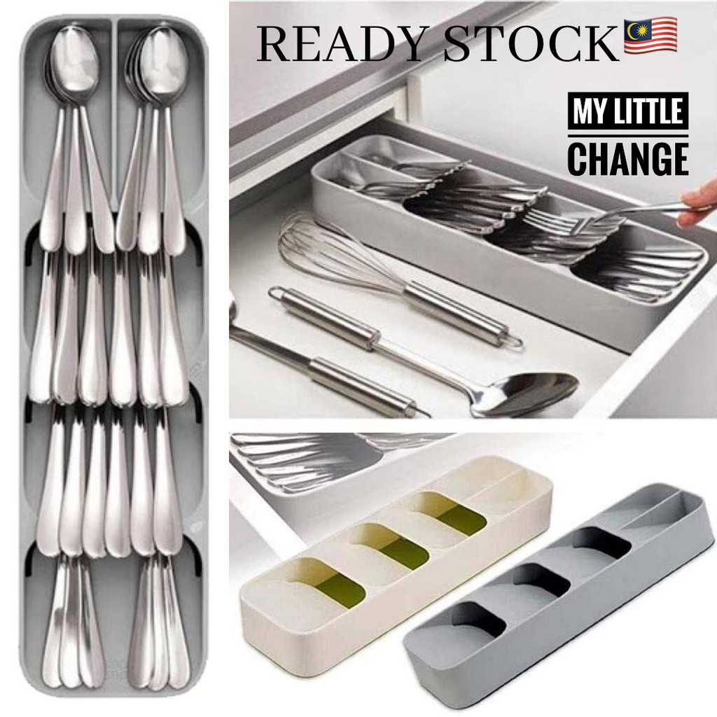 READY STOCK🇲🇾 Cutlery Holder Cutlery Organiser Tray Spoon Holder ...