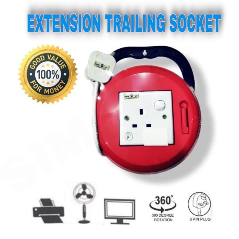 SIRIM 30FT APPROVED Round Extension Wire Box Trailing Adapter/Extension