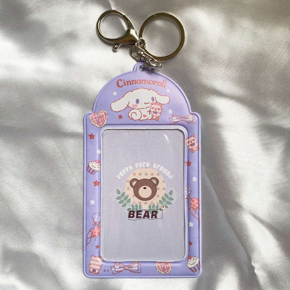 Ins Cute Cinnamoroll Card Holder Keychain Photocard Protector Case ID Card Holder Bag Pendant