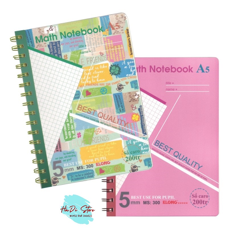 XO [HADI] Klong A5 CARO size spring notebook with plastic cover - 200 ...