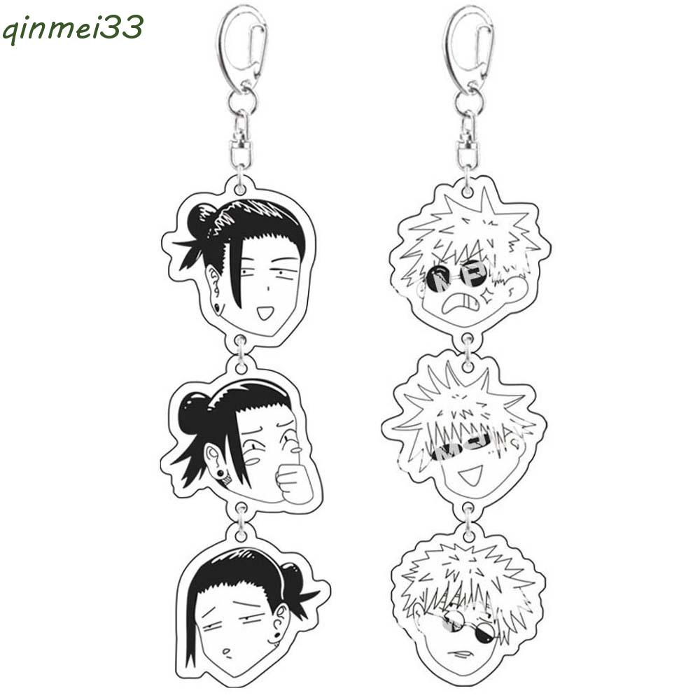 QINMEI Cute Jujutsu Kaisen Figure Toys Gifts Key Ring Holder Keychain Anime Bag Pendant Gojo