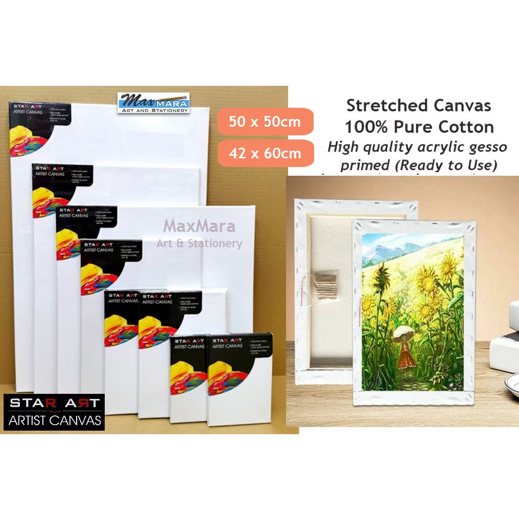 (Maxmara Art) Stretched Blank Canvas 100% Cotton Primed Blank Canvas ...