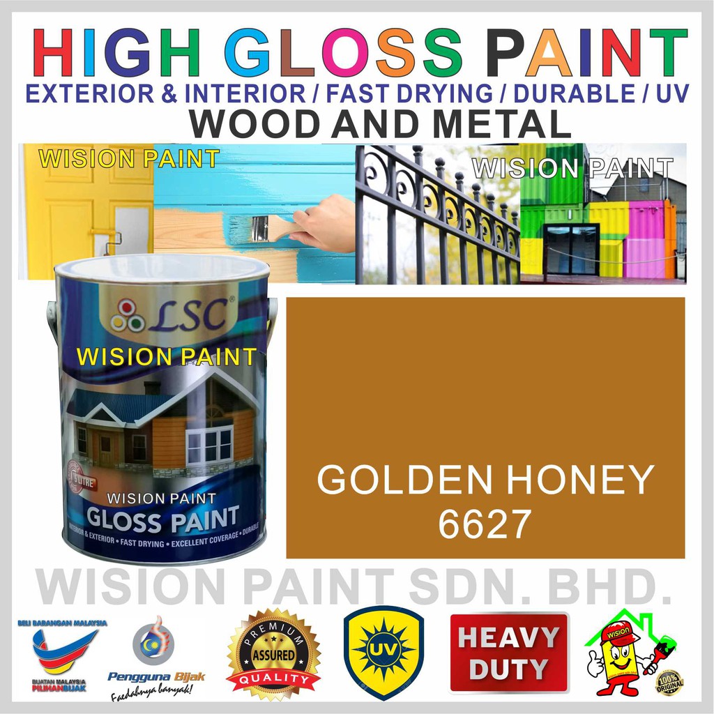 6627 GOLDEN HONEY ( 5L ) LSC HIGH GLOSS PAINT HEAVY DUTY PRODUCT WOOD