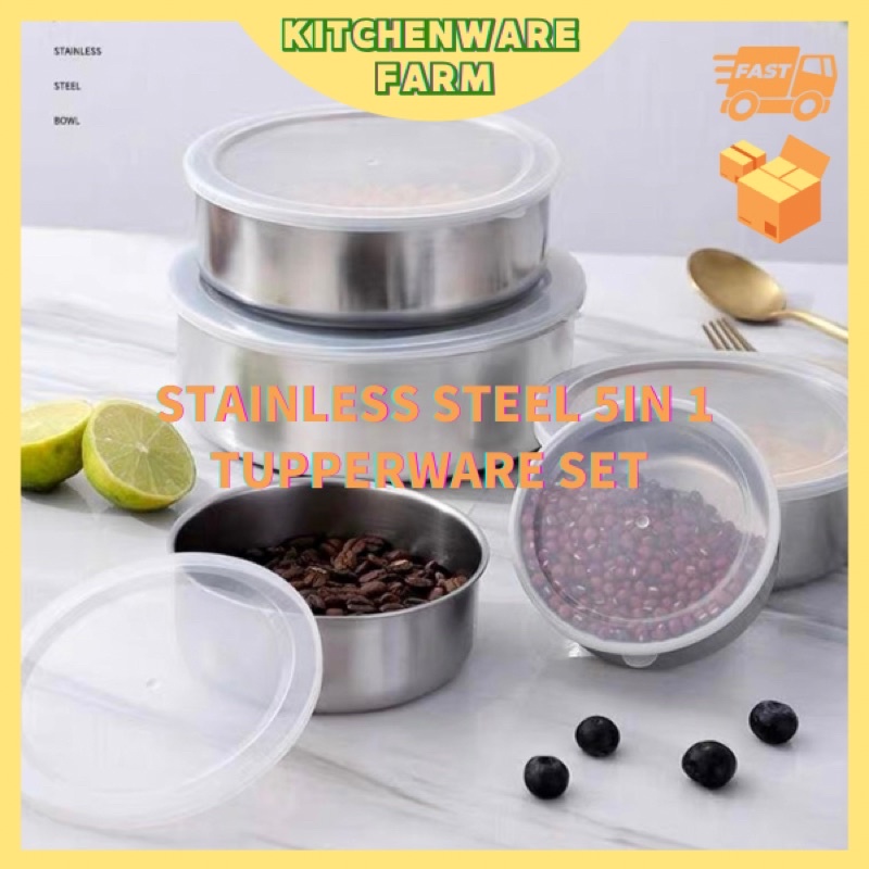 STAINLESS STEEL 5 in1 Food Container | Stainless Steel Tupperware set