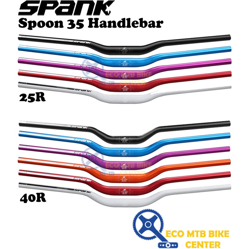 Mtb Riser Bars SPANK Spoon 35 Handlebar - 40R Rise Black Mountain Bike ...