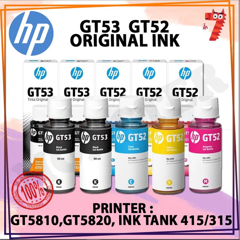HP Original GT53XL GT52 4 Color Set (Cyan,Magenta,Yellow,Black) Ink