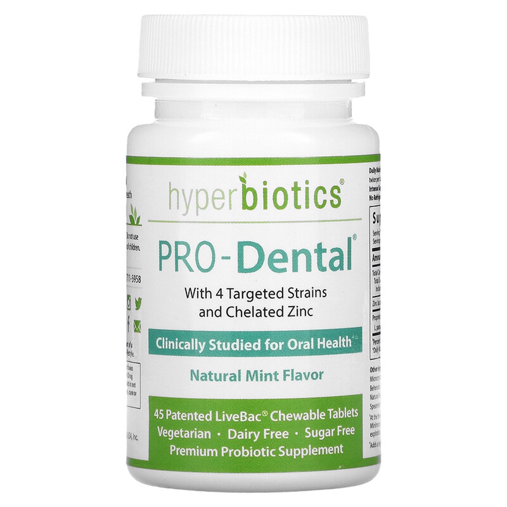 Hyperbiotics, PRO-Dental, Natural Mint Flavor, 45 Patented LiveBac ...