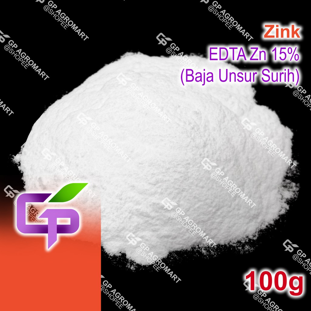 100g EDTA Zn 15 Zink Chelate / Zinc / Trace Element / Bahan Baja AB