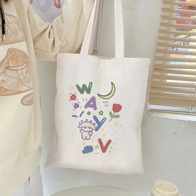 BTS Permission To ce Canvas Tote Bag Kpop BTS BT21 Shopper Shoulder Bags Tuisyen Sekolah Tuition Bag Shopee Malaysia