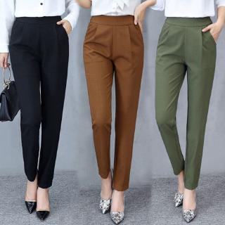 🌈Free Shipping Plus Size Women's Casual Fashion Solid Mid Waist Long  Trousers Office Pants Smart Casual for Women Ready Stock