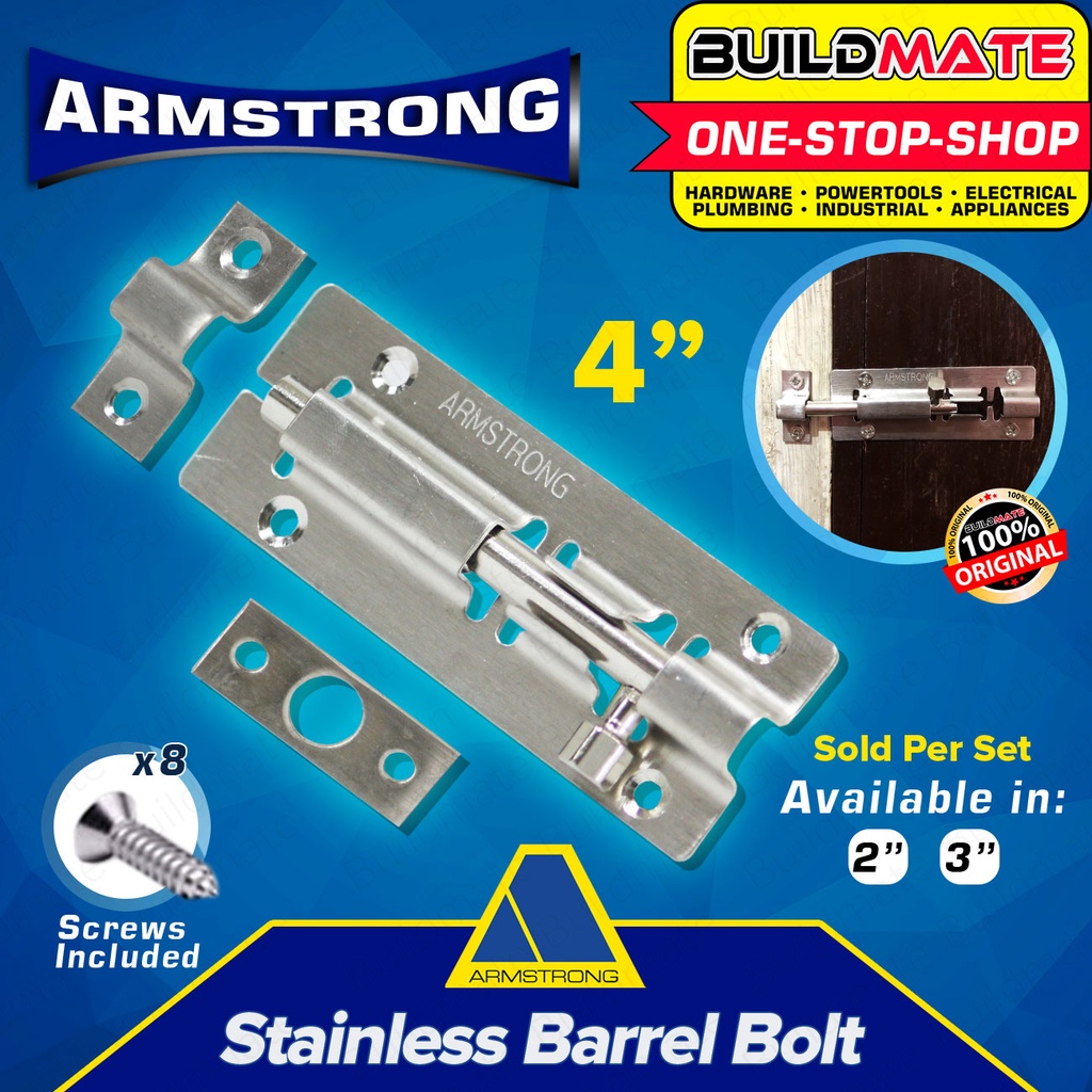 ARMSTRONG Stainless Steel Barrel Bolt Door Lock 2" 3" 4" SOLD PER PIECE