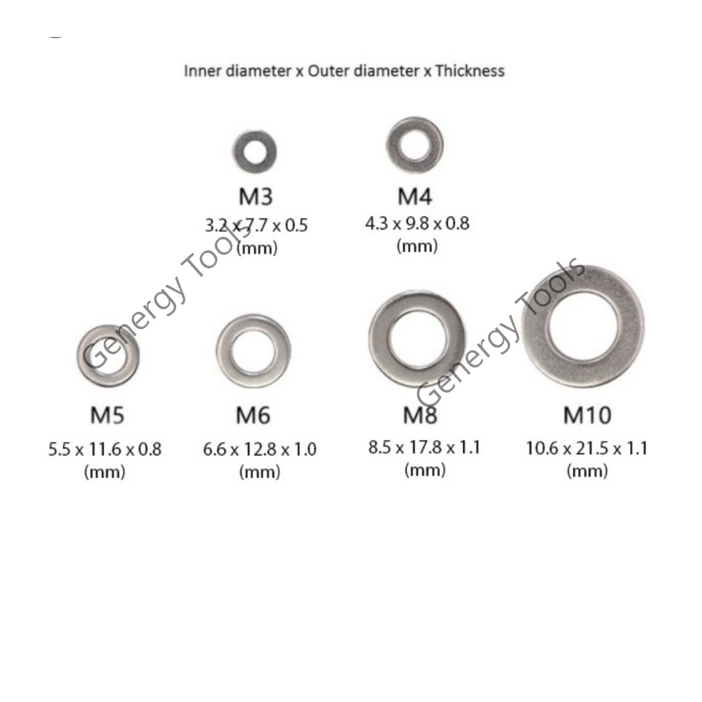 [Genergy Tools] SUS 304 - Flat Washer M3 M4 M5 M6 M8 M10 Washers Plain ...