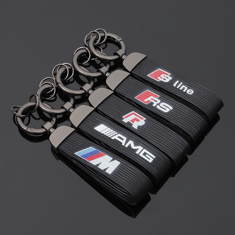 Mercedes Amg Bmw M3 Volkswagen R Audi Rs Key Chain Metal + Pu Leather 