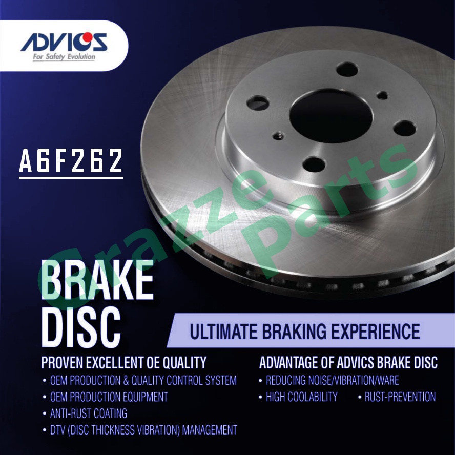 (1pc) Advics Aisin Disc Brake Rotor Front A6F262 for Toyota Fortuner ...