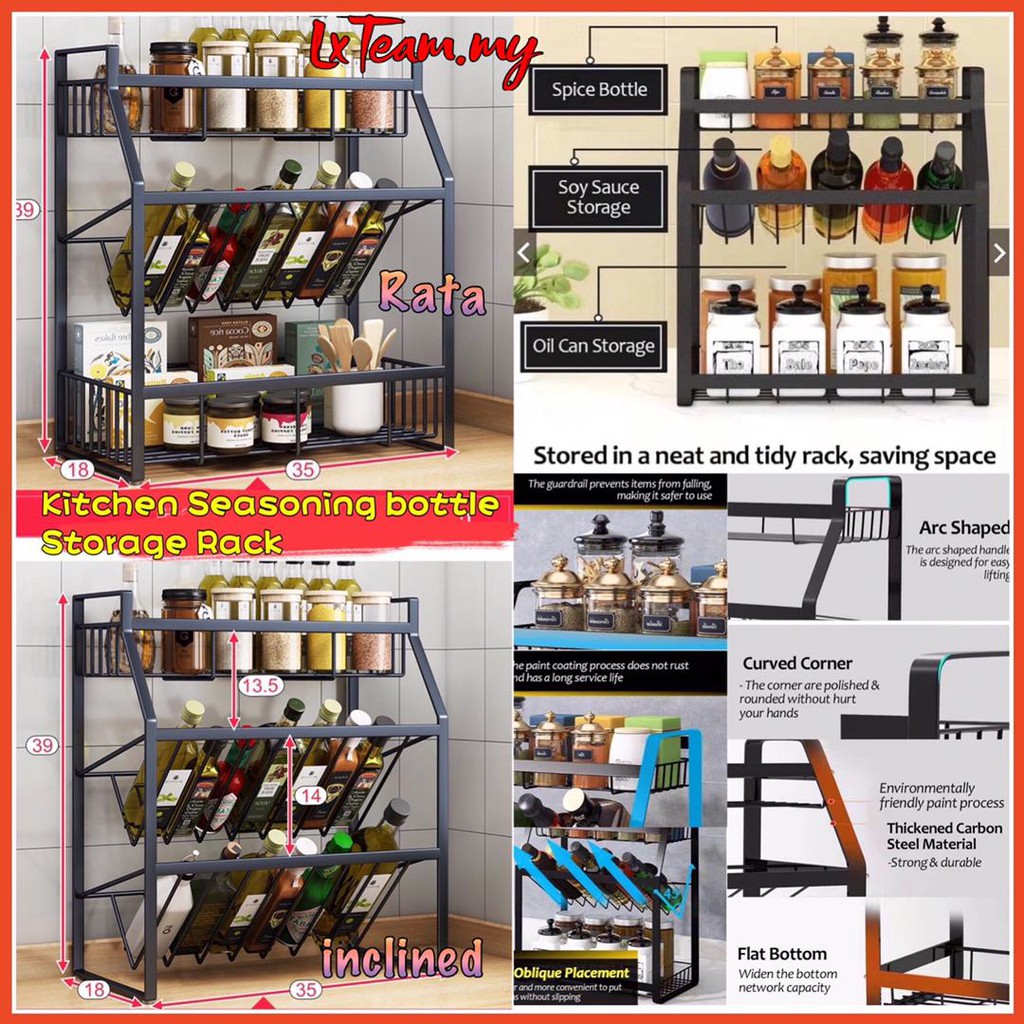 Lxteam.my 𝐊𝐢𝐭𝐜𝐡𝐞𝐧 𝐒𝐞𝐚𝐬𝐨𝐧𝐢𝐧𝐠 𝐁𝐨𝐭𝐭𝐥𝐞𝐬 𝐒𝐭𝐨𝐫𝐚𝐠𝐞 𝐑𝐚𝐜𝐤 3 layer Seasoning Rack ...