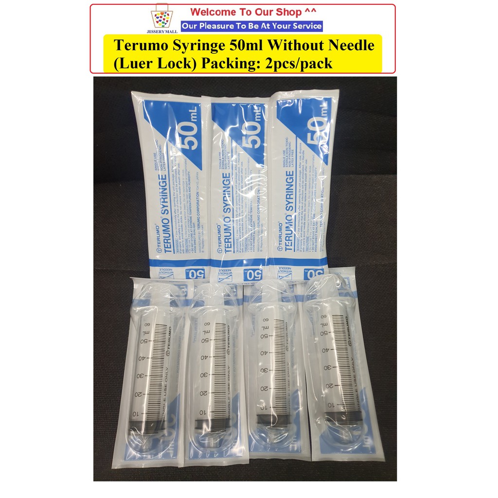 Terumo Syringe 50ML Without Needle (Luer Lock Tip), Packing 2PCS/Pack