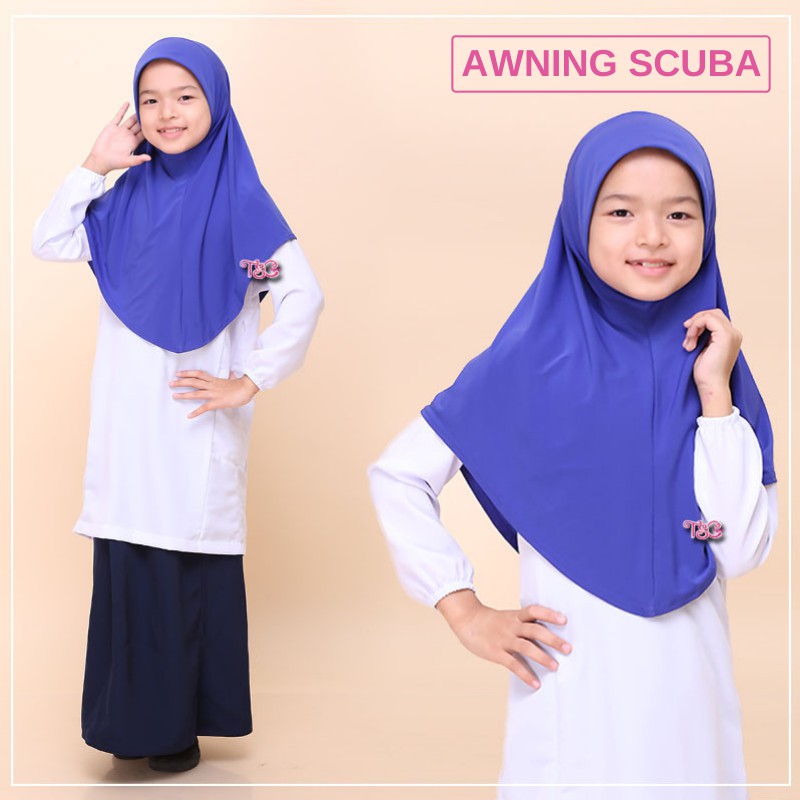 ⚠️Tudung Super Selesa⚠️ Tudung Sekolah Awning Lembut & Scuba (biru ...