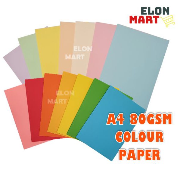 Standard A4 Colour Paper 80gsm 7 Light/Dark Colours (70 Sheets/pack ...