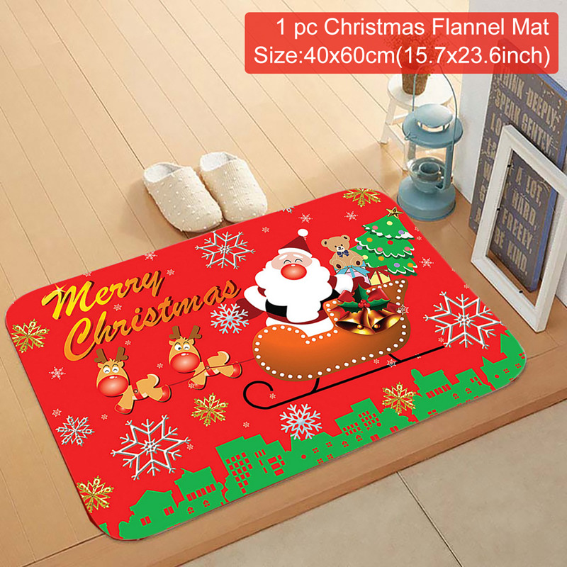 Santa Claus Christmas Flannel Carpet Merry Christmas Decor For Home 