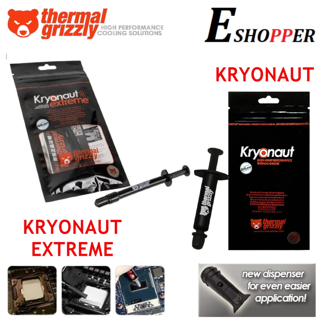 Thermal Grizzly Malaysia - Thermal Grizzly Kryonaut Extreme is based on our  well known Kryonaut paste. For Kryonaut Extreme the maximum thermal  conductivity was accomplished due to the smallest particle size, thinner