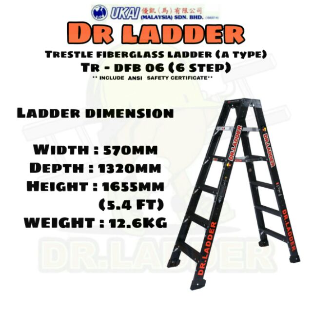[ Dr Ladder ] Trestle Fiberglass Ladder (A Type) Load Capacity-150Kgs ...