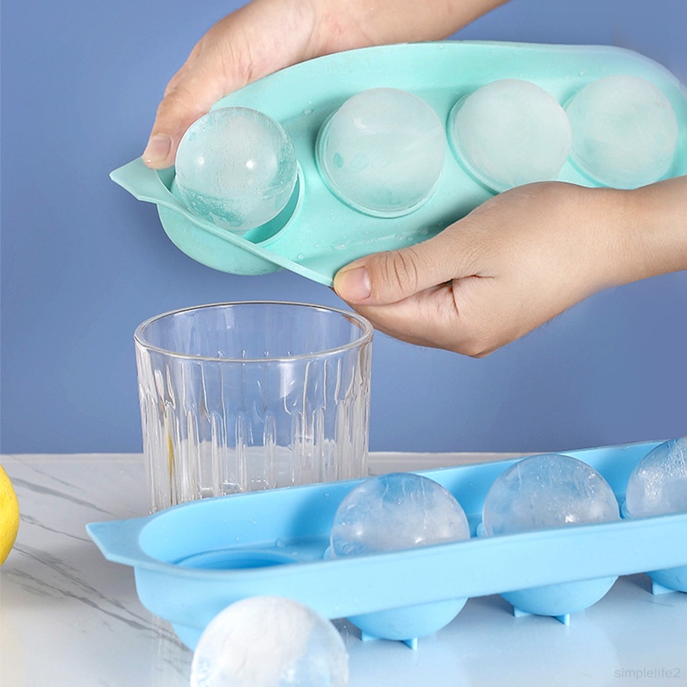 Ice Mold Round Silicone Spherical Tray 1.8 Inches For Freezer With Lid
