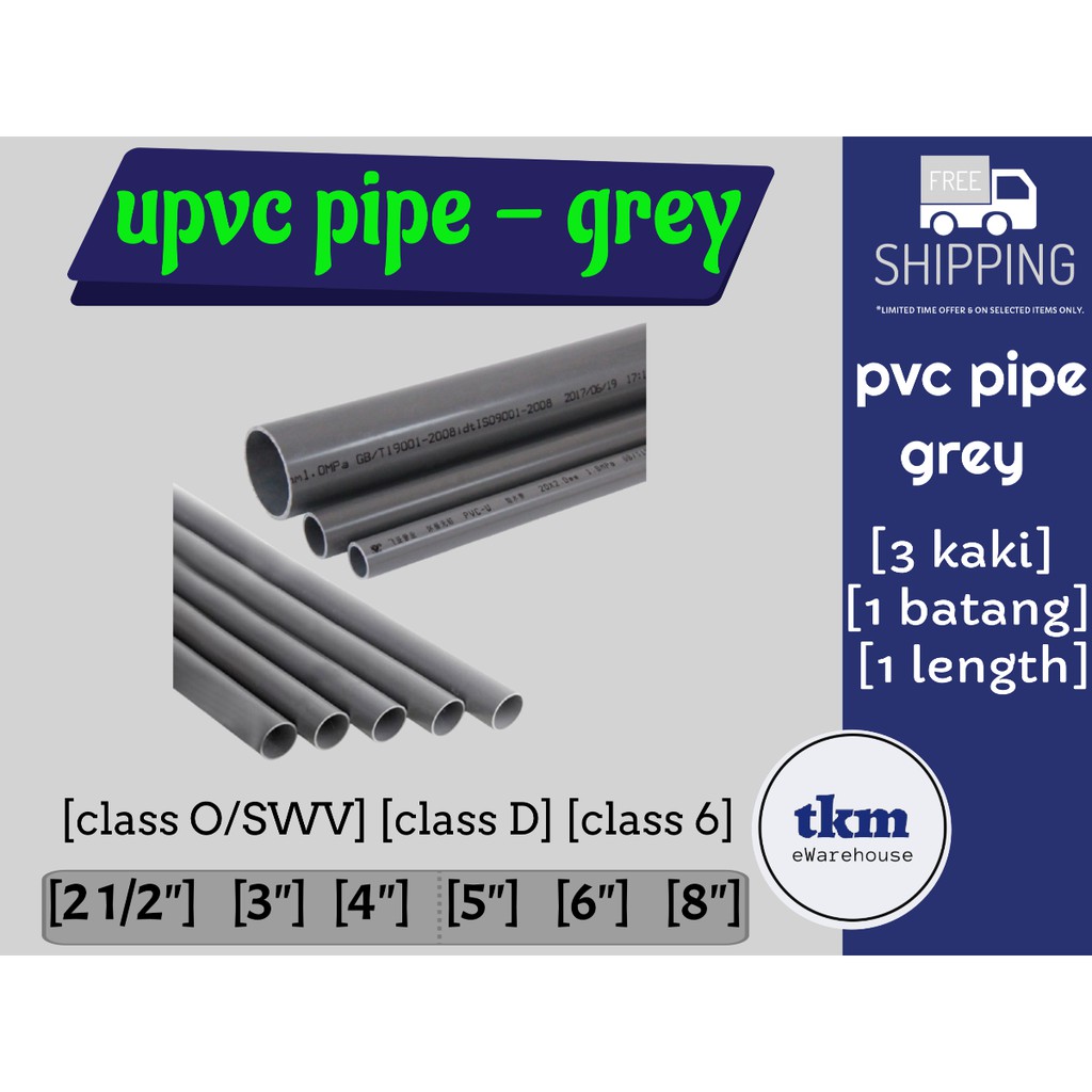 PVC Pipe Grey PVC Water Pipe Class OSWV, Class D, Class 6, (65MM 80MM