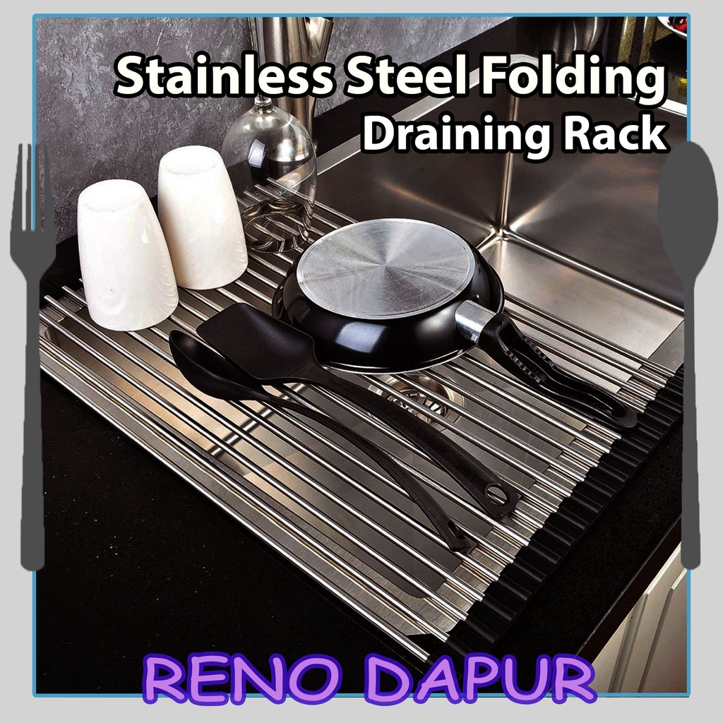 Stainless Steel Rack Foldable Dish Mat Drainer Folding Sink Drain Rack