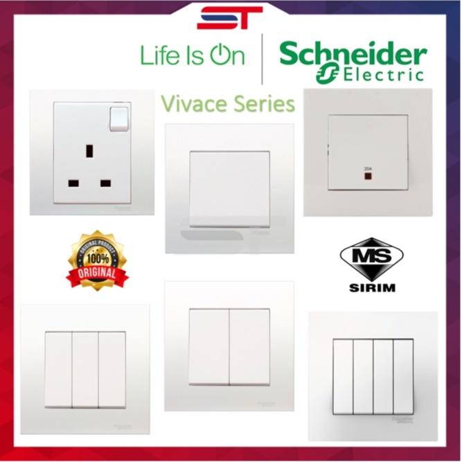 SCHNEIDER VIVACE 13A SWITCH SOCKET OUTLET SIRIM APPROVED /20A DOUBLE ...