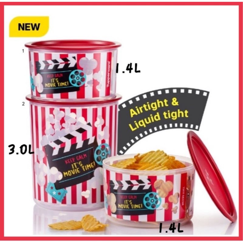 Tupperware movie snack one touch 1.4L & 3L / Hamper tupperware | Shopee ...